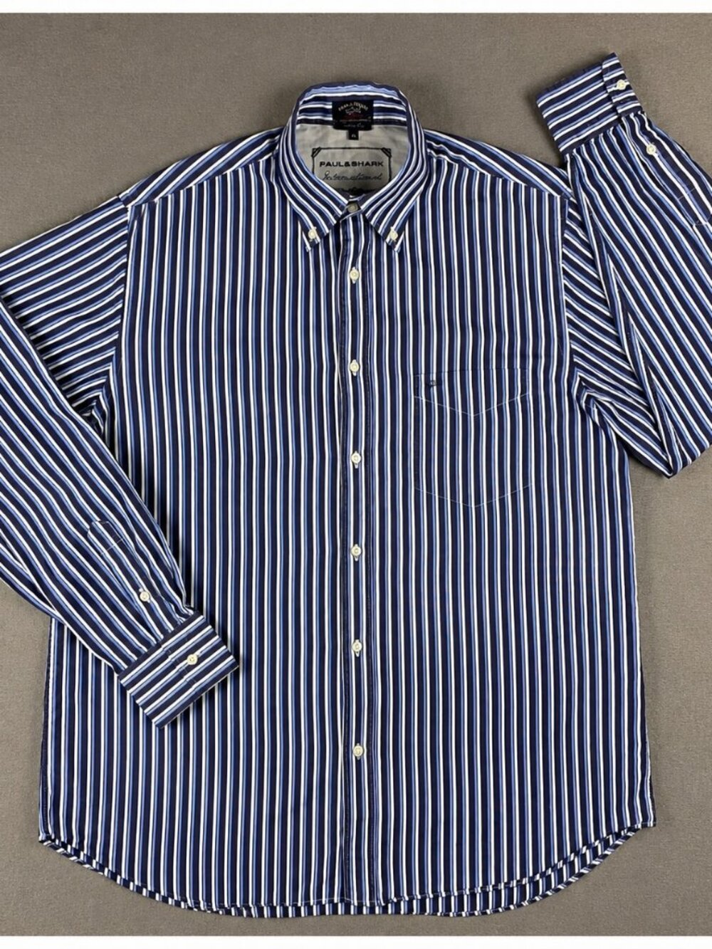 Paul & Shark Yachting Shirt Men's 42 Stripe Cotton Made in Italy Button Up